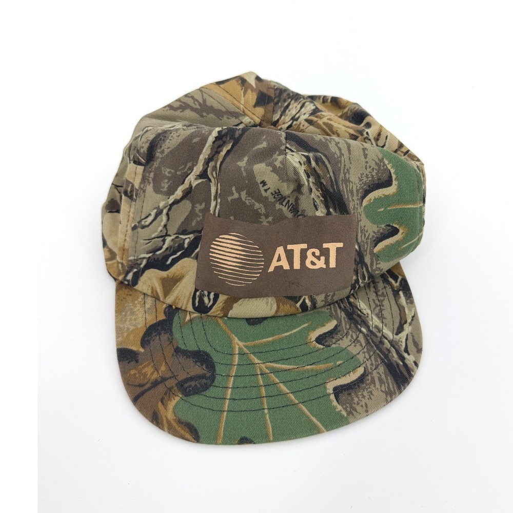 Vintage AT&T Advantage Timber Camo Snapback Hat Made in USA Call Before You Dig